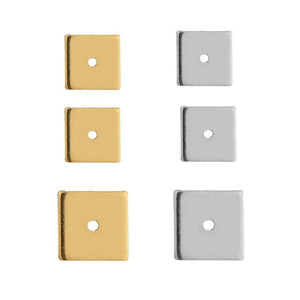 50 Stainless Steel Square Spacer Beads 6mm 8mm DIY Jewelry Making Supplies