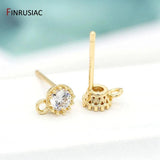 14k Plated Zircon Crown Post Earrings for DIY Jewelry Making