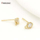 14k Plated Zircon Crown Post Earrings for DIY Jewelry Making
