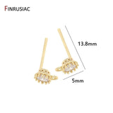 14k Plated Zircon Crown Post Earrings for DIY Jewelry Making
