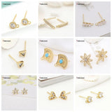 14k Plated Zircon Crown Post Earrings for DIY Jewelry Making