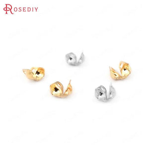 40PCS 18K Brass Ball Beads Chain Cover Clasps for DIY Jewelry Making