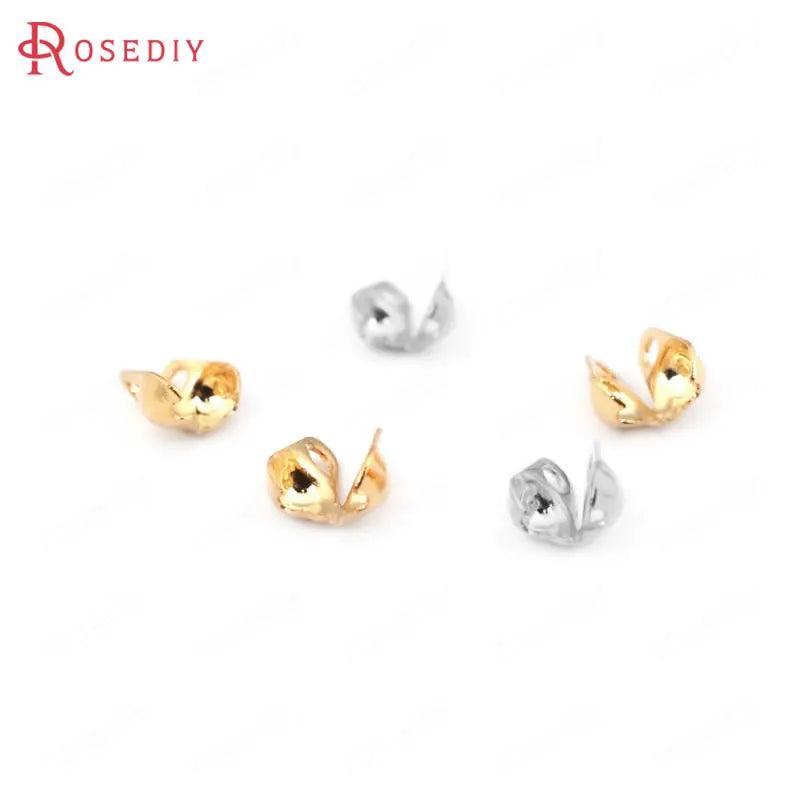 40PCS 18K Brass Ball Beads Chain Cover Clasps for DIY Jewelry Making