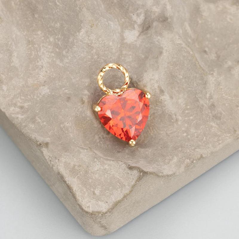 18k Plated Heart Shape Pendant with Zircons for DIY Jewelry Making