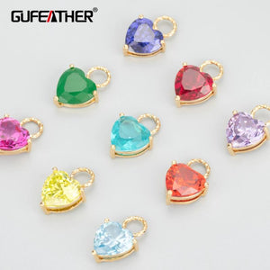 18k Plated Heart Shape Pendant with Zircons for DIY Jewelry Making
