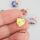 18k Plated Heart Shape Pendant with Zircons for DIY Jewelry Making