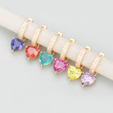 18k Plated Heart Shape Pendant with Zircons for DIY Jewelry Making