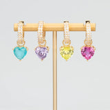 18k Plated Heart Shape Pendant with Zircons for DIY Jewelry Making