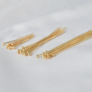 50Pcs Brass 18K Plated Ball Head Pin 50mm for DIY Jewelry Making