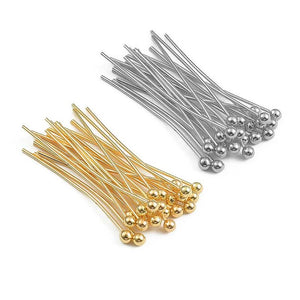 50Pcs Brass 18K Plated Ball Head Pin 50mm for DIY Jewelry Making