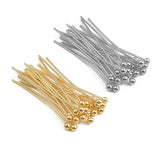 50Pcs Brass 18K Plated Ball Head Pin 50mm for DIY Jewelry Making