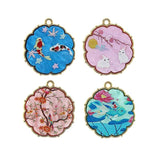 10PCS Chinese Brocade Carp Crane Plum Rabbit Charms for DIY Jewelry Making