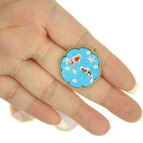 10PCS Chinese Brocade Carp Crane Plum Rabbit Charms for DIY Jewelry Making