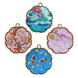 10PCS Chinese Brocade Carp Crane Plum Rabbit Charms for DIY Jewelry Making