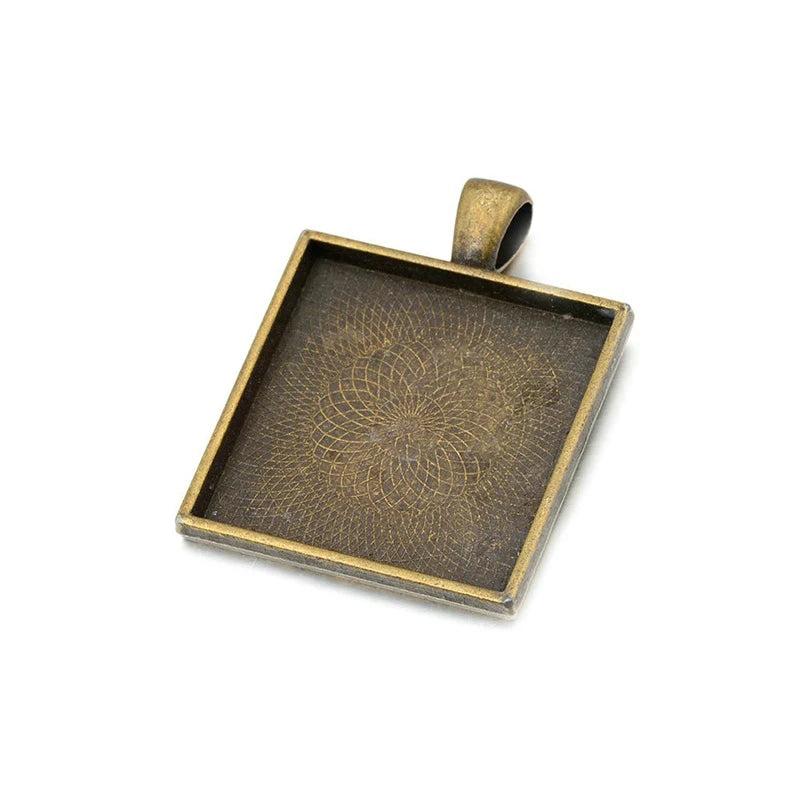 OMGALA 10pcs Square Cabochons Bases Charms Pendant Findings Crafts