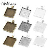 OMGALA 10pcs Square Cabochons Bases Charms Pendant Findings Crafts