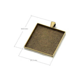 OMGALA 10pcs Square Cabochons Bases Charms Pendant Findings Crafts