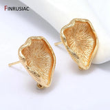 14k Plated Lotus-leaf Earring Clasps Hooks DIY Earring Material