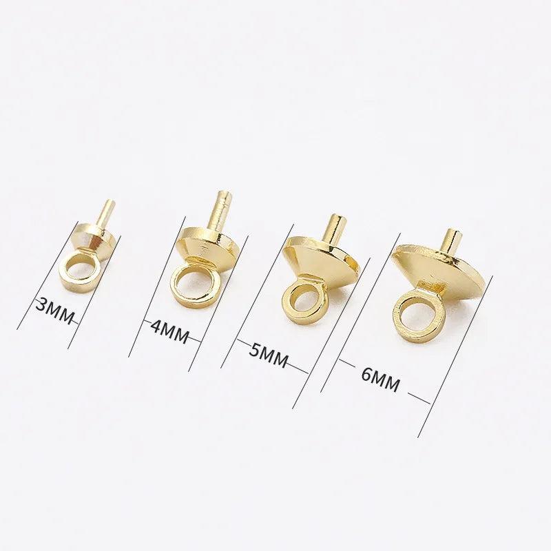30Pcs 18K Plated Pearl Cup & Peg Dangle Drop Eye Pins Jewelry Making
