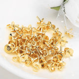30Pcs 18K Plated Pearl Cup & Peg Dangle Drop Eye Pins Jewelry Making