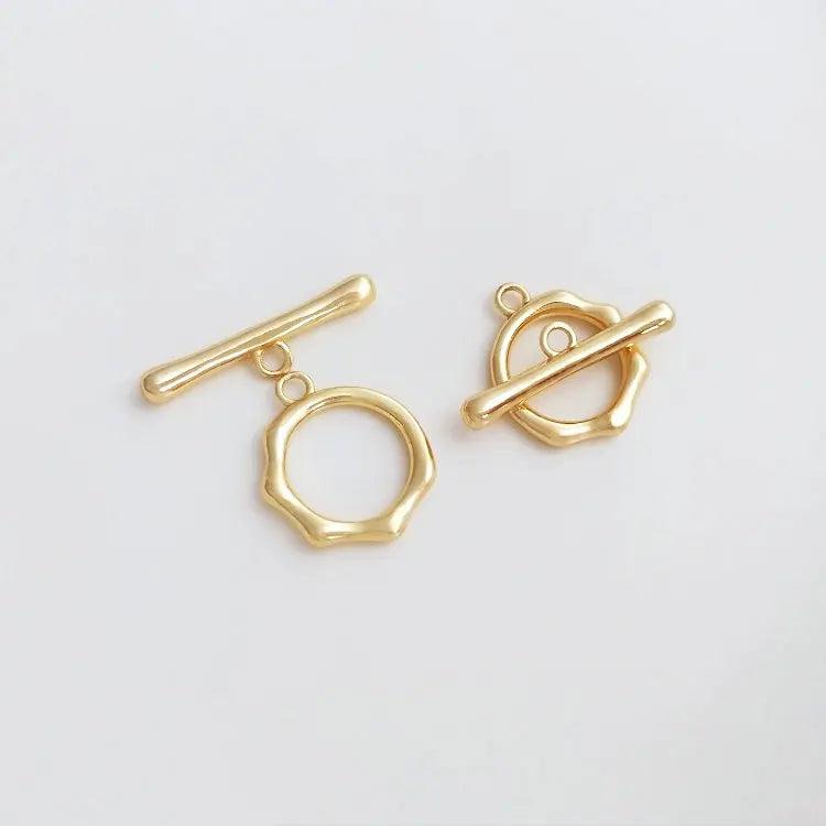 14K Plated Brass Round Bracelet Clasps for DIY Jewelry Making