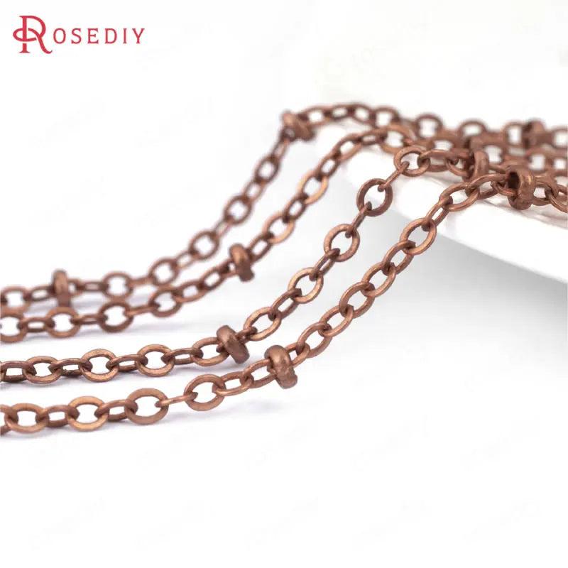 5M 1.5-2MM Copper Necklace Chains Flat Oval Link Beads Ball Chains