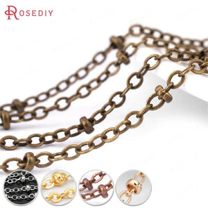 5M 1.5-2MM Copper Necklace Chains Flat Oval Link Beads Ball Chains