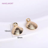14K Plated Mini Shell Charms for Jewelry Making, Brass Metal Tiny Shell Charms