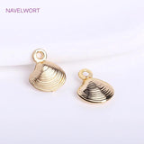 14K Plated Mini Shell Charms for Jewelry Making, Brass Metal Tiny Shell Charms