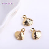 14K Plated Mini Shell Charms for Jewelry Making, Brass Metal Tiny Shell Charms
