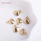 14K Plated Mini Shell Charms for Jewelry Making, Brass Metal Tiny Shell Charms
