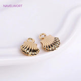 14K Plated Mini Shell Charms for Jewelry Making, Brass Metal Tiny Shell Charms