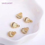 14K Plated Mini Shell Charms for Jewelry Making, Brass Metal Tiny Shell Charms