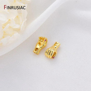 14K Gold-Plated Zircon Gesture Palm Pendants DIY Jewelry Supplies