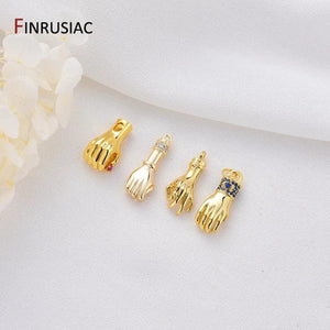 14K Gold-Plated Zircon Gesture Palm Pendants DIY Jewelry Supplies