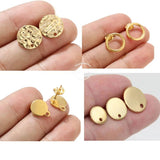 10pcs Stainless Steel Silver Earring Post Base, Hypo-Allergenic Earring Making