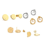10pcs Stainless Steel Silver Earring Post Base, Hypo-Allergenic Earring Making