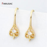 14k Plated Copper Zircon Earring Hooks Women Jewelry DIY Craft