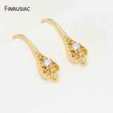14k Plated Copper Zircon Earring Hooks Women Jewelry DIY Craft