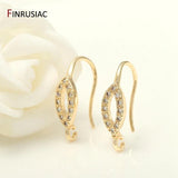 14k Plated Copper Zircon Earring Hooks Women Jewelry DIY Craft