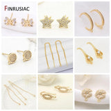 14k Plated Copper Zircon Earring Hooks Women Jewelry DIY Craft