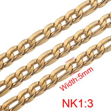 1m 3:1 Stainless Steel Cuban Edge Embossing Flat Chain for Necklace Bracelet