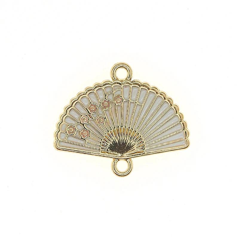 10pcs/Set Chinese Plum Flower Fan Pendant Necklace DIY Jewelry Making