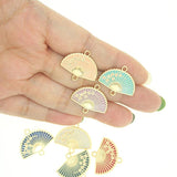 10pcs/Set Chinese Plum Flower Fan Pendant Necklace DIY Jewelry Making