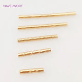 18K Plated Hollow Textured Spacer Tube for DIY Jewelry Making
