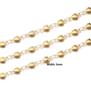 1m Stainless Steel Heart Shells Chains for Women Necklace Bracelet Anklet