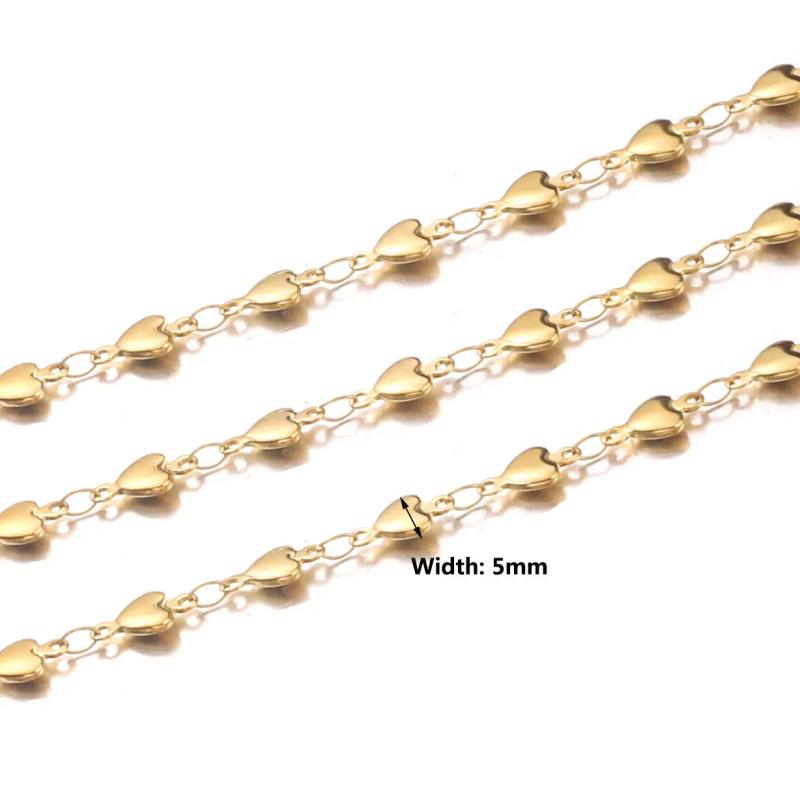 1m Stainless Steel Heart Shells Chains for Women Necklace Bracelet Anklet