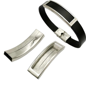 Stainless Steel Sliders for Leather Bracelet Square Hole 10x3mm Curved