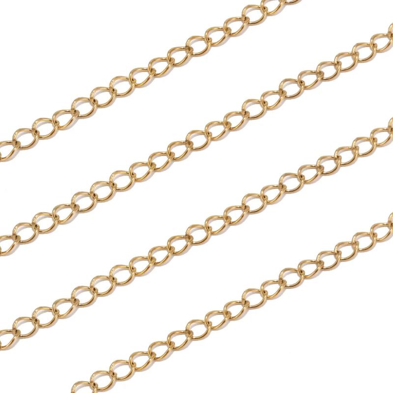 Stainless Steel Bracelet Chain Bulk Gold Necklace Extender 3.6mm DIY Jewelry