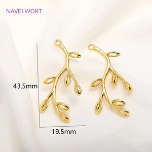 14K Plated Tree Of Life Pendants - Brass Metal Branch Charms for Women